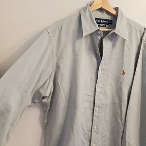 Ralph Lauren 36/37 Long Sleeve Collar Button Down Shirt Cotton Green Classic Fit
